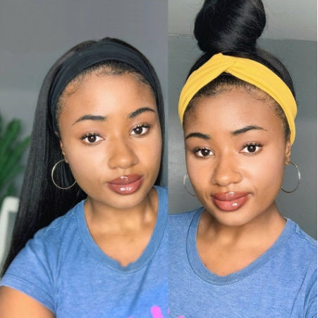 Long Straight Black Wig with Bangs - Heat Resistant Fiber