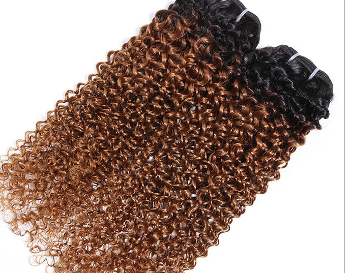 Human Hair Afro Kinky Curly Weave Bundle - Ombre T1B/30