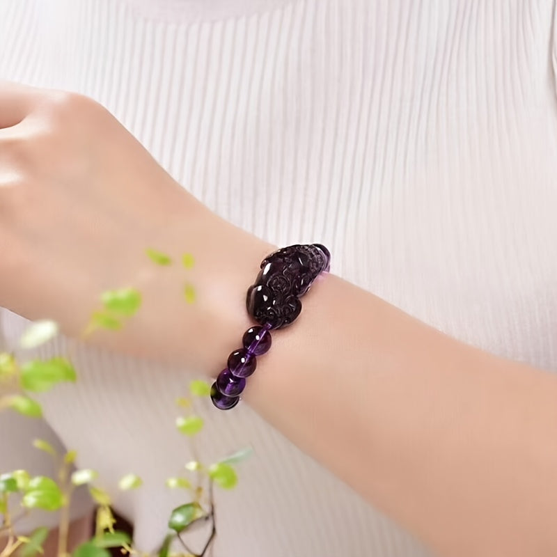 Feng Shui Amethyst Wealth Bracelet for Prosperity and Good Luck