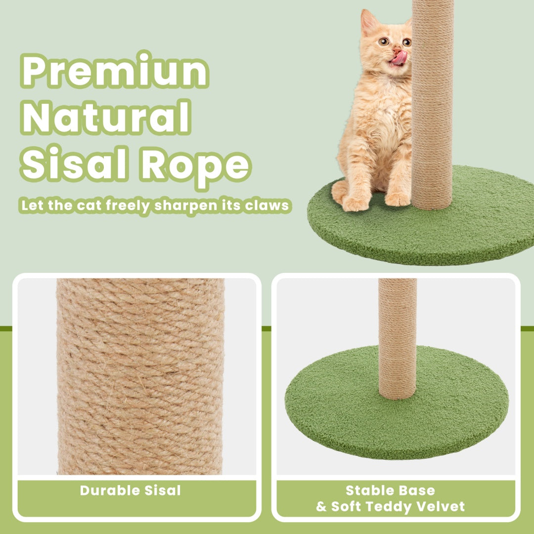 33" Tall Cat Scratching Post with Dangling Ball Toy - Palm Tree Design for Indoor Cats