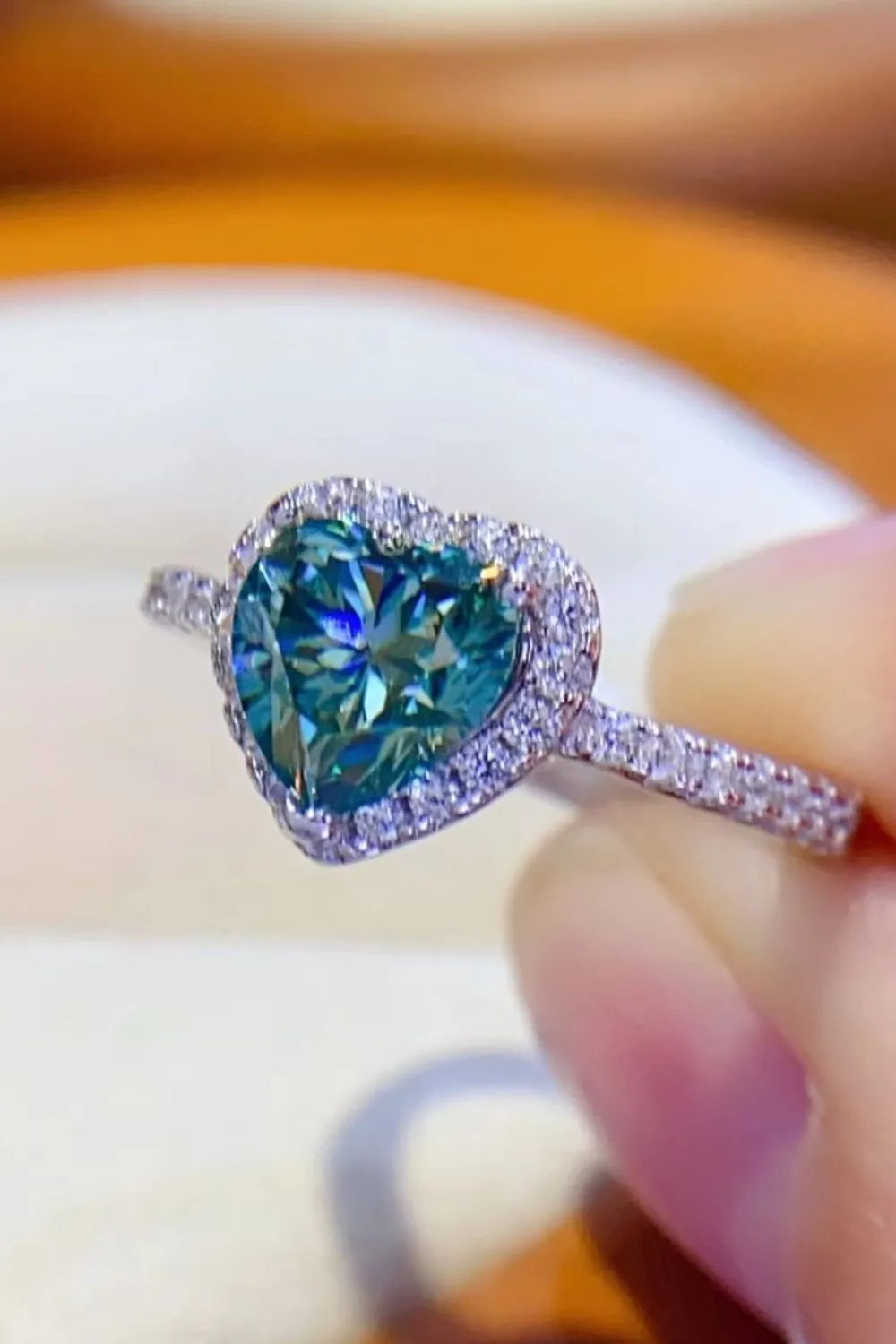 1-Carat Moissanite Heart Ring – 925 Sterling Silver, Platinum-Plated