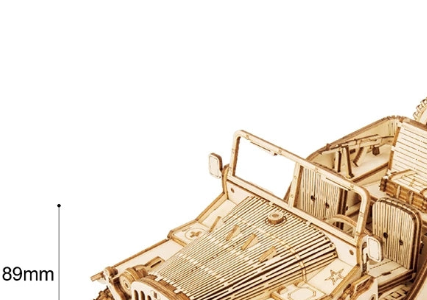 1:18 Scale WWII Army Jeep 3D Wooden Model Kit – No-Glue Military Puzzle for Ages 14+