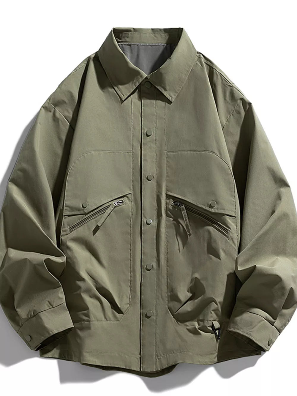Men's Plus Size Snap-Down Jacket – 100% Polyester, Snap & Zip Closure | Sizes M–8XL