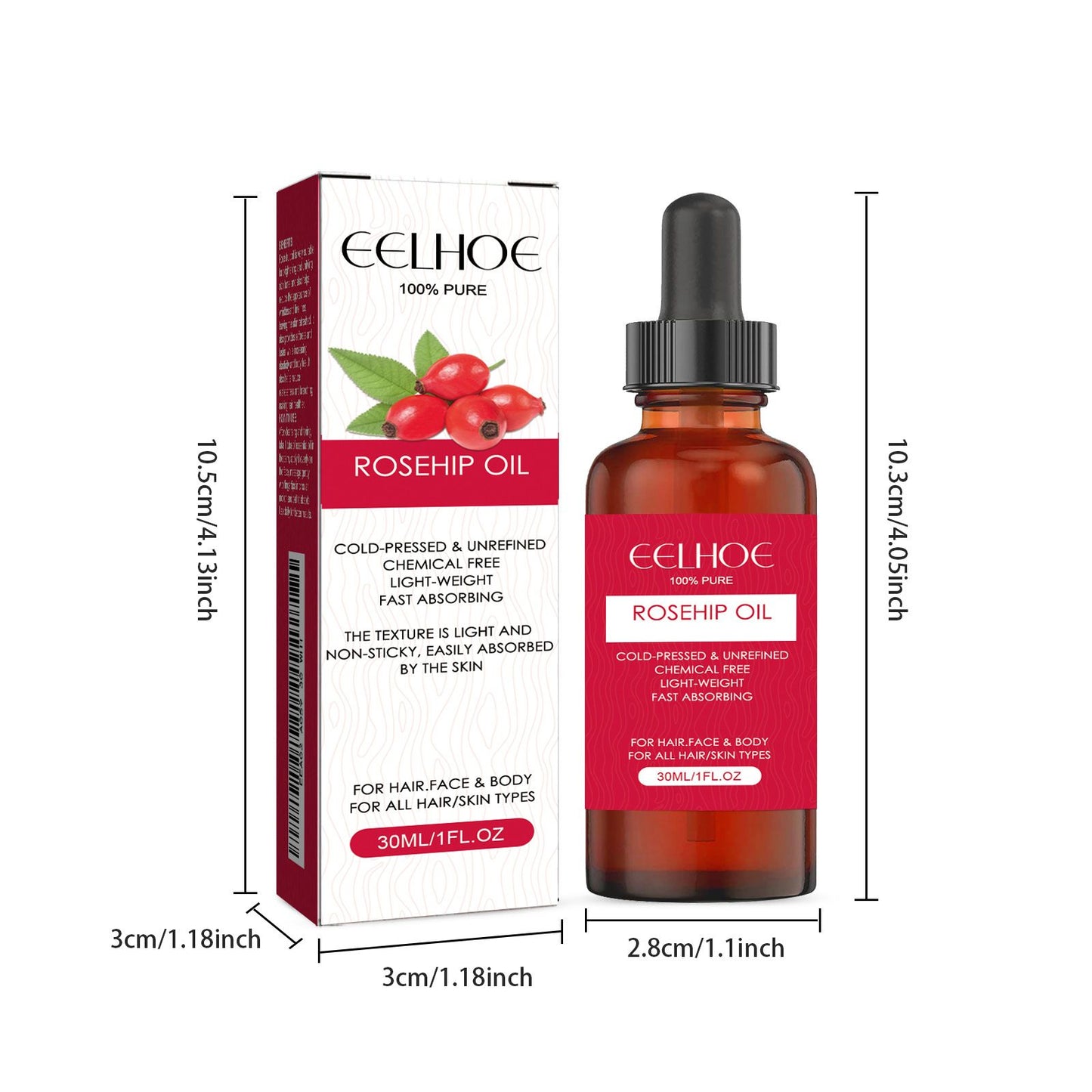 Organic Rosehip Oil - Multi-Purpose Face, Body & Hair Moisturizer for Dry Skin & Anti-Aging