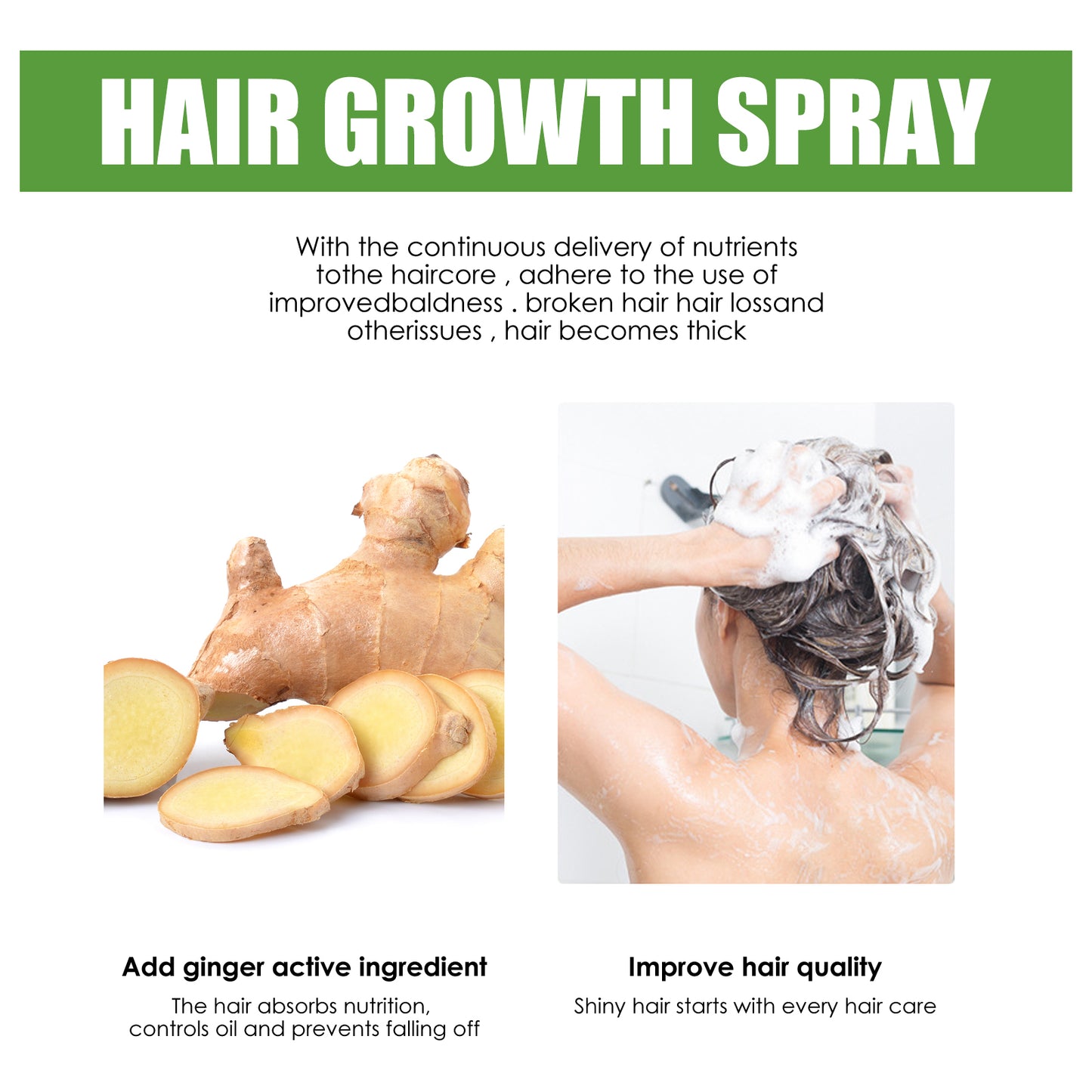 Ginger Hair Growth Spray – Reduces Hair Loss & Promotes Thicker, Stronger Hair – 120ml