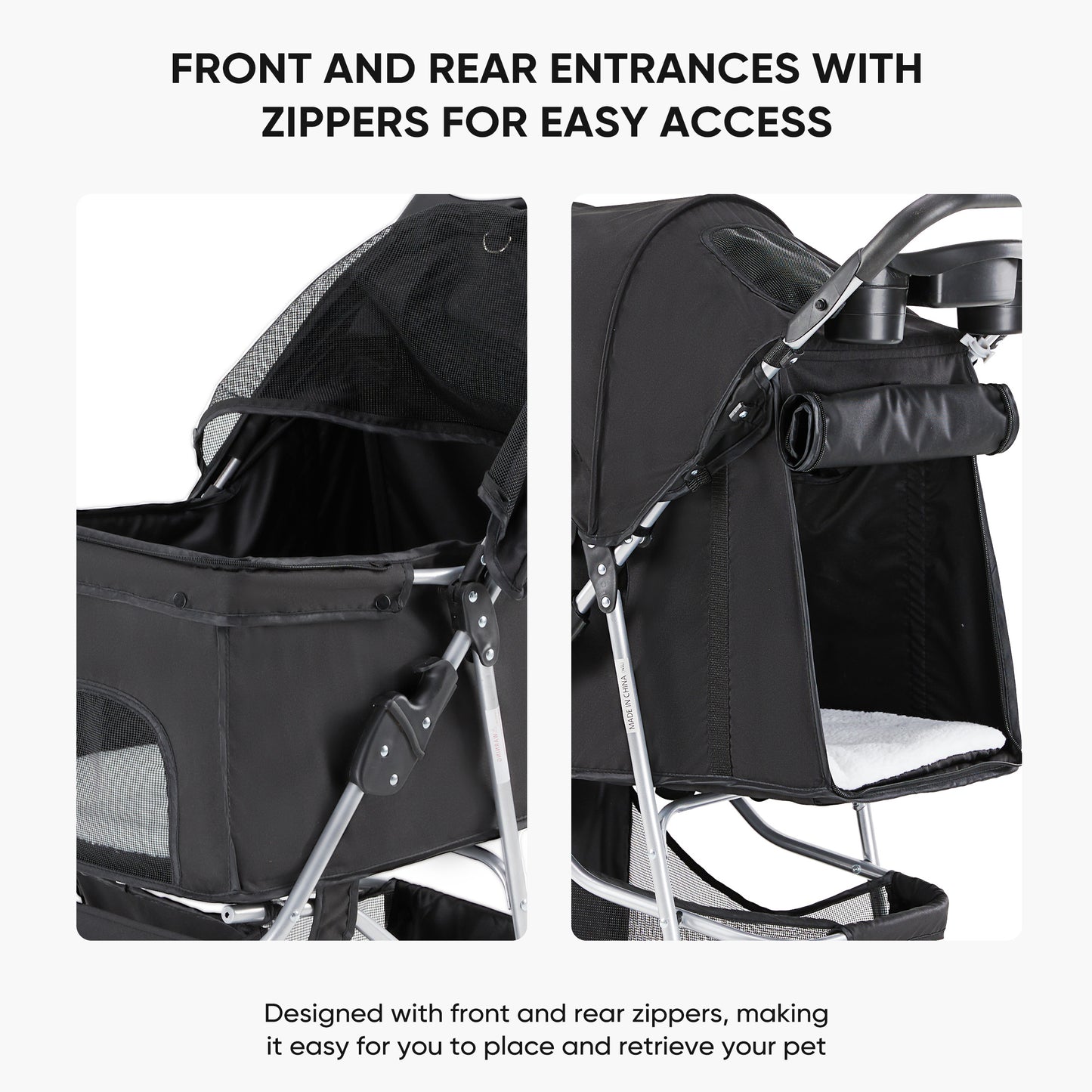 3-Wheel Pet Stroller for Dogs & Cats | Jogging Stroller with Storage