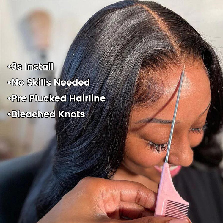 200% Density Body Wave Human Hair Lace Closure Wig - 4x7 Swiss Lace