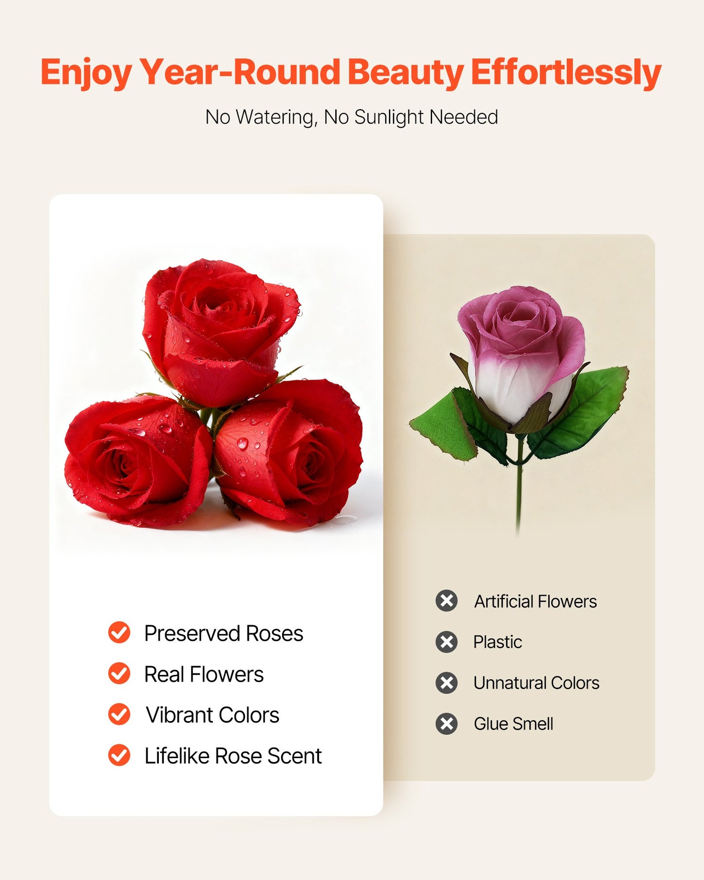 50 Preserved Roses in Heart-Shaped Box – Forever Flowers, Lasts Up to 3 Years