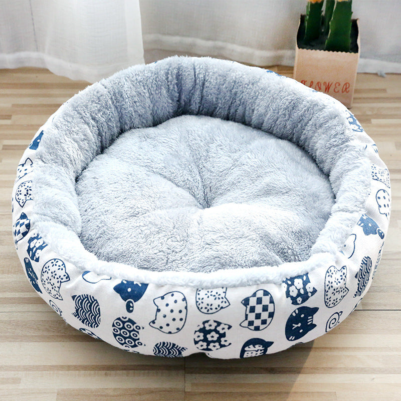 Calming Round Pet Bed – Plush Cotton Cushion for Dogs & Cats | S, M, L
