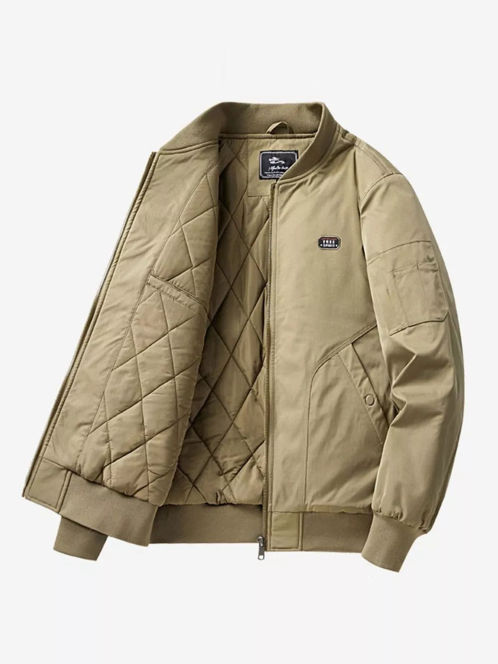 Men's Plus Size Bomber Jacket – 100% Polyester, Full Zip & Pocketed | Sizes M–4XL