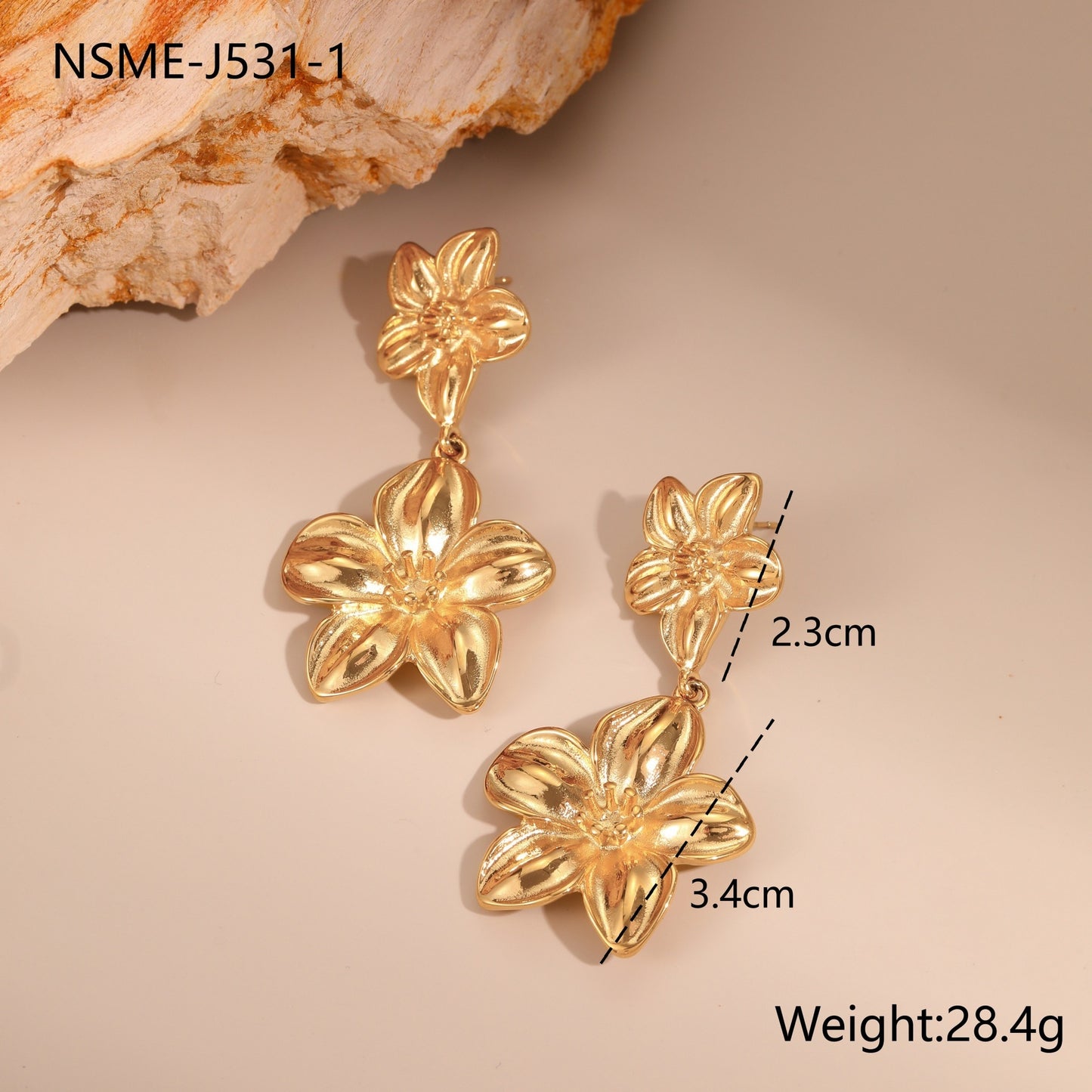 18K Gold Plated Flower Jewelry Set | Necklace, Earrings & Ring for Women
