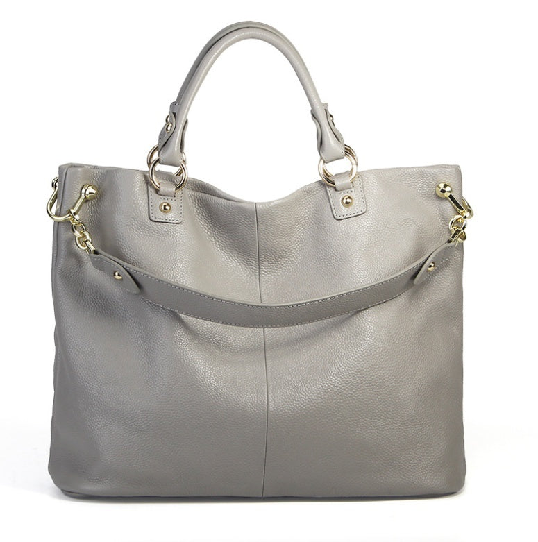 Genuine First Layer Cowhide Leather Tote Bag | Luxury Shoulder Handbag