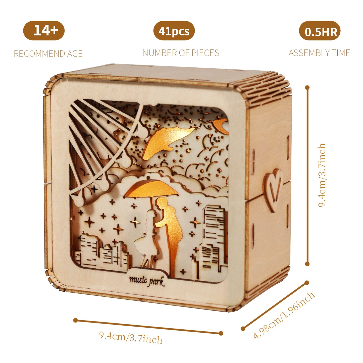 3D Wooden Love Puzzle Night Light – Romantic DIY Model Kit | Ambient Desk Lamp Gift for Women