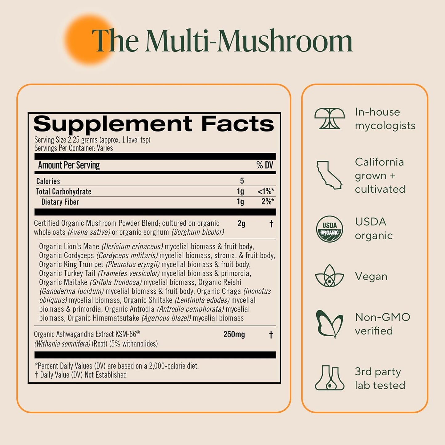 OM Mushrooms Master Blend Mushroom Powder, Organic, 6.34 oz (80 Servings)