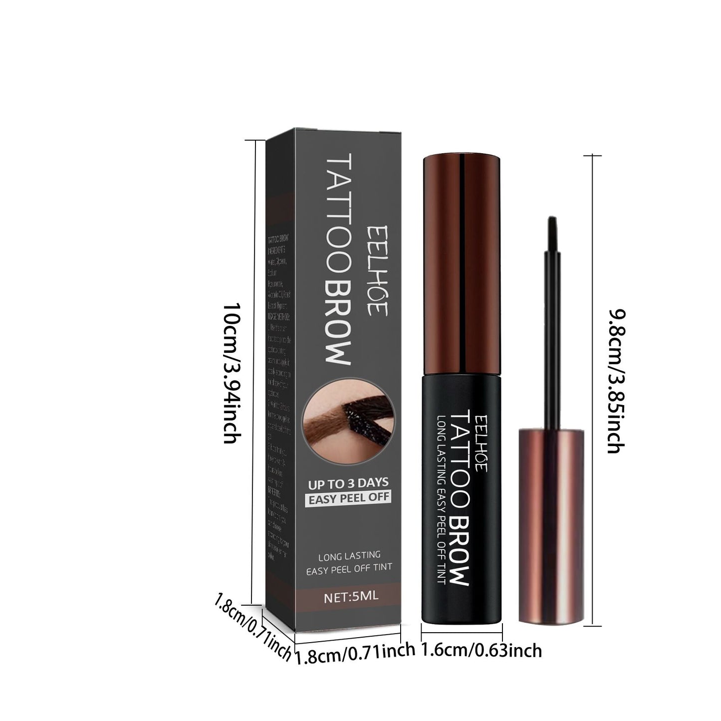 Long-Lasting Peel-Off Eyebrow Tint Gel - Waterproof 3D Brow Dye for Natural Fuller Brows