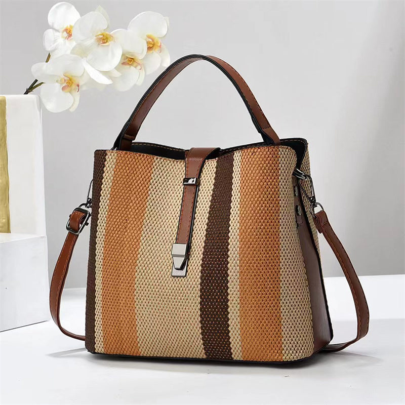 Women's PU Leather Crossbody Bucket Bag - Large Capacity Shoulder Handbag with Zipper