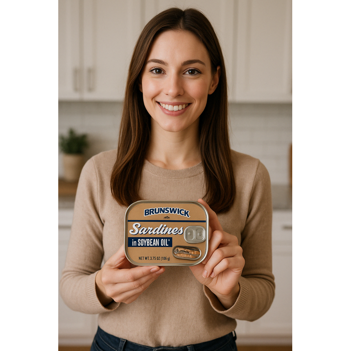 Brunswick Sardines in Soybean Oil 3.75oz (Pack of 25) – Wild-Caught, High Protein, Keto & Paleo Friendly