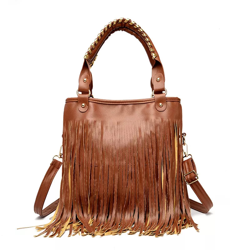 Fringe PU Leather Shoulder Handbag