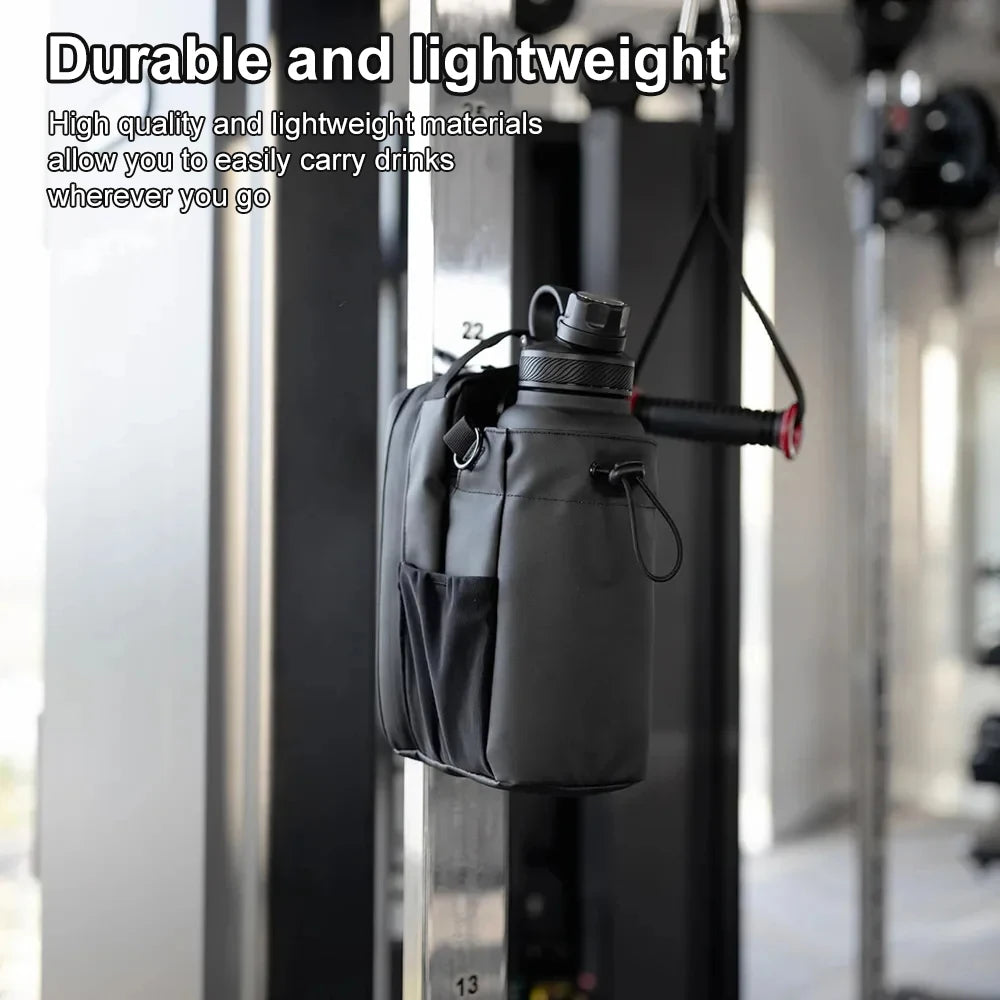 Magnetic Gym Water Bottle Bag | Portable Carrier Pouch with Phone Pocket | Hands-Free Workout Bag