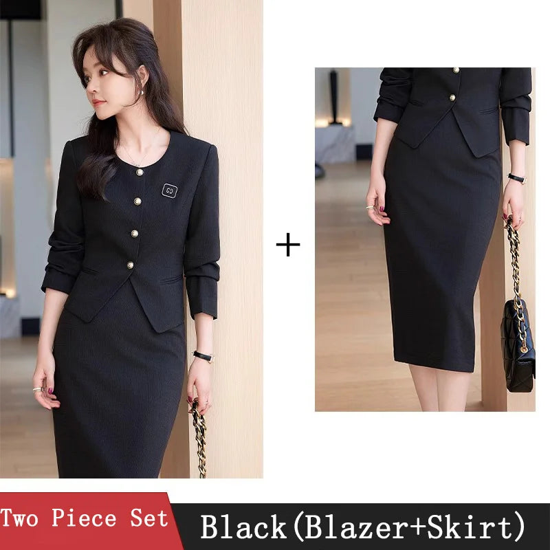 GBVLGAR Women's Long Sleeve Skirt Suit Set – Slim Fit Professional Office Dress Set