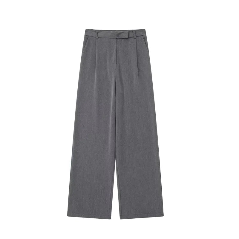 MUJER Women's High Waist Wide Leg Pants – Loose Fit Baggy Trousers for Office & Casual Wear