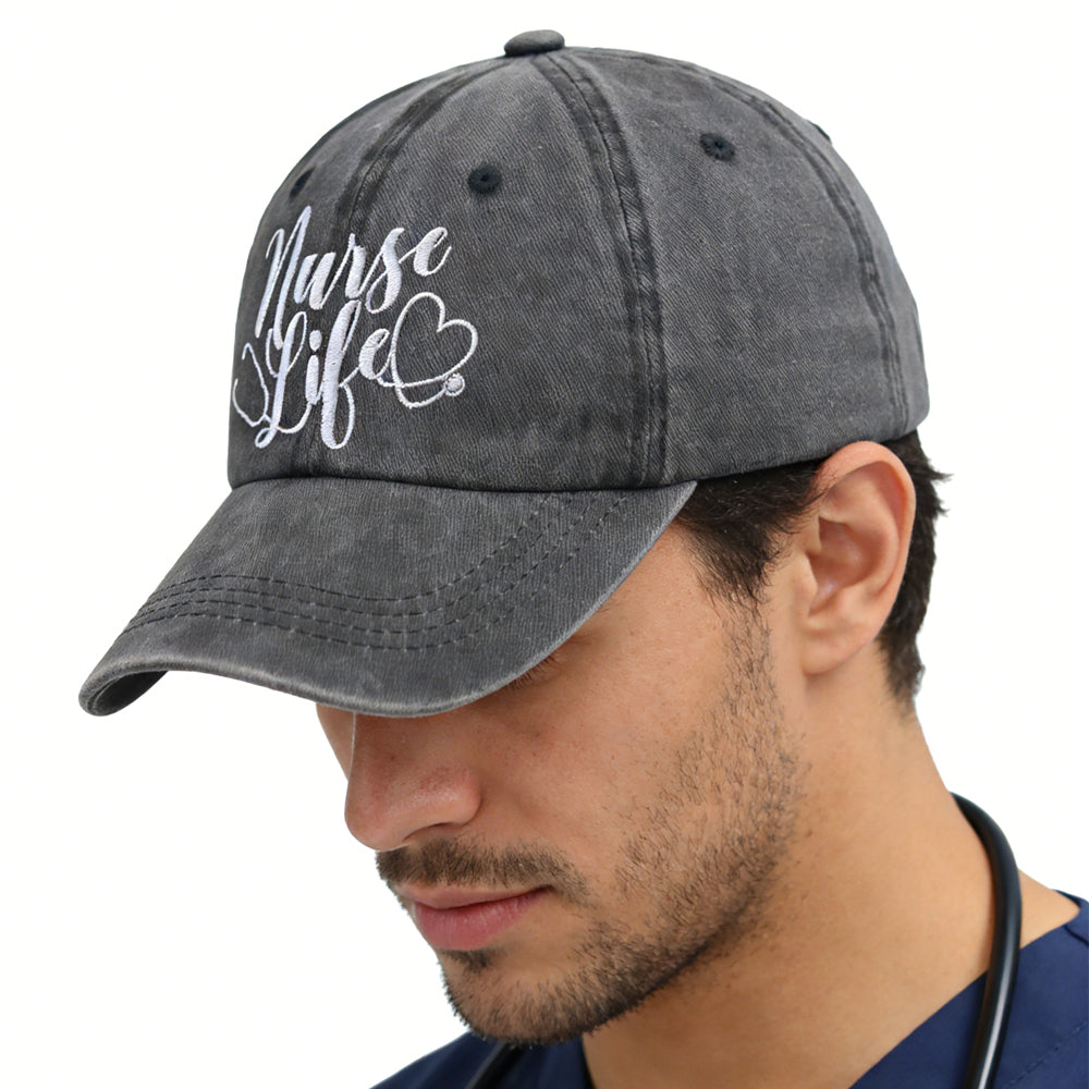 Nurse Life Embroidered Baseball Cap - 2 Pack Cotton Adjustable Hat for Women & Men