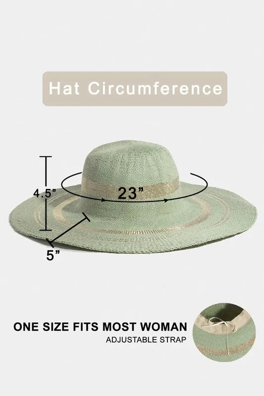 Women's Floppy Sun Hat – Metallic Accent Trim, Paper Blend & One Size Fits Most
