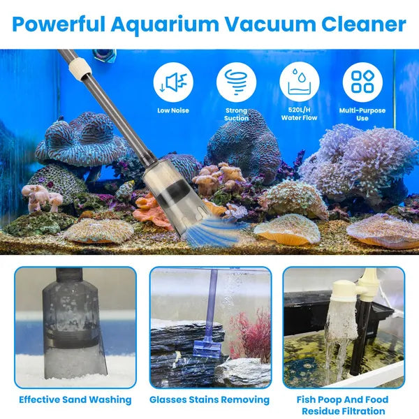 Electric Aquarium Gravel Cleaner – Automatic Fish Tank Vacuum with Adjustable Length