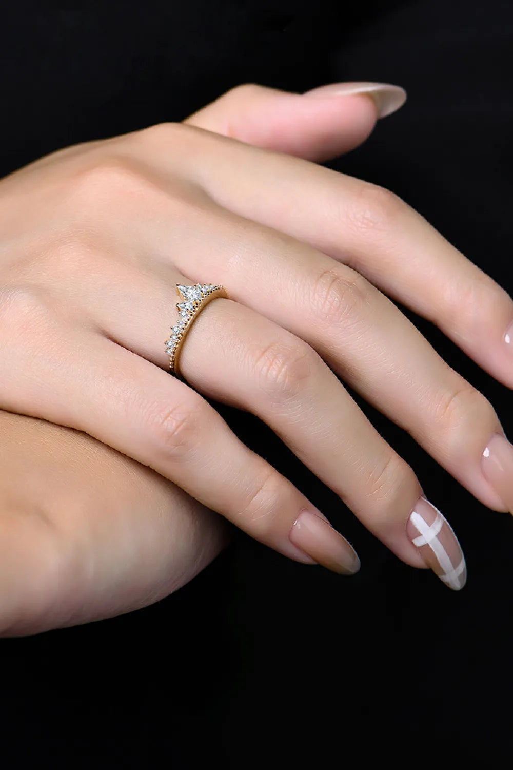 Crown Shape Moissanite Ring – Sterling Silver & 18K Gold-Plated