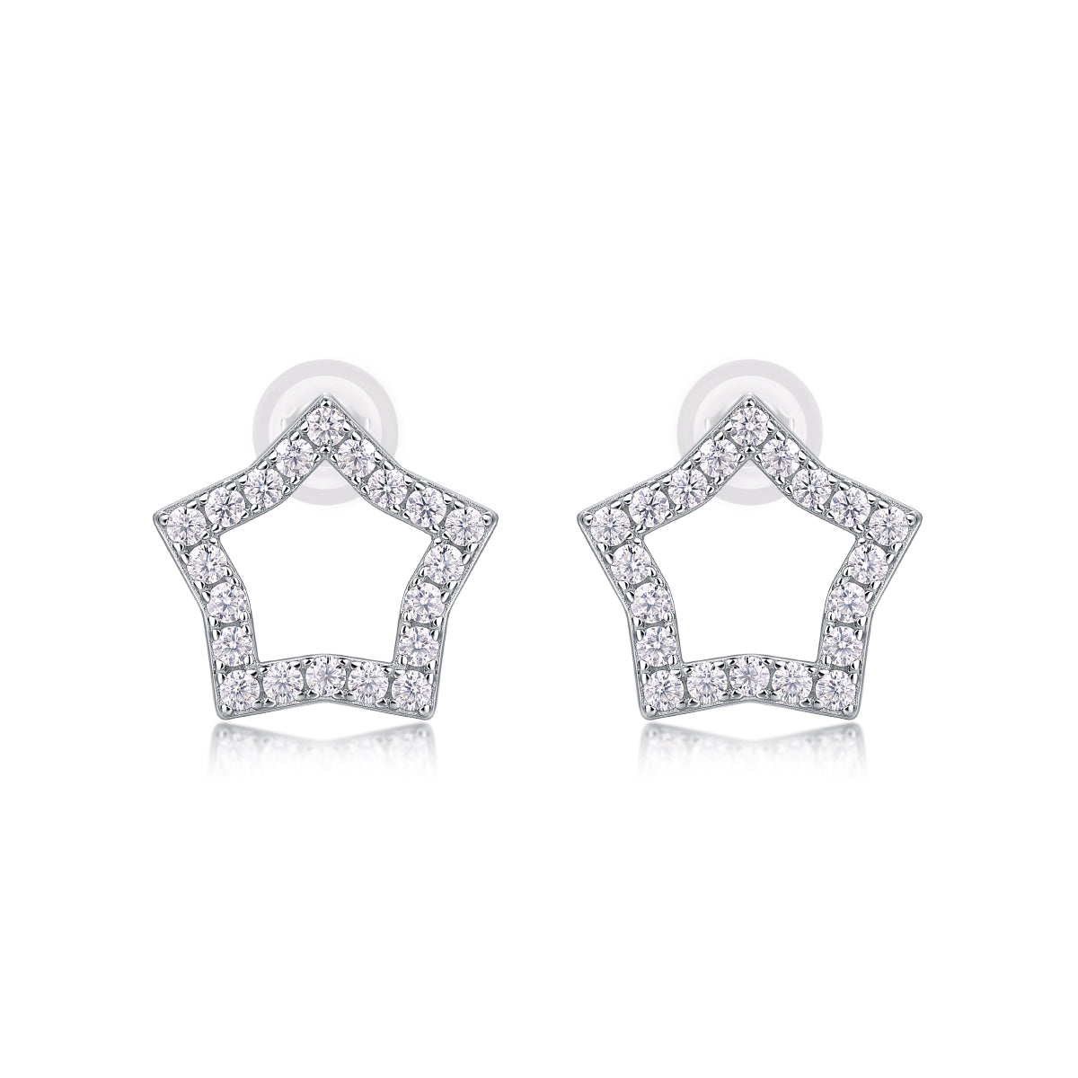 Moissanite Star Stud Earrings – S925 Sterling Silver, Platinum Plated