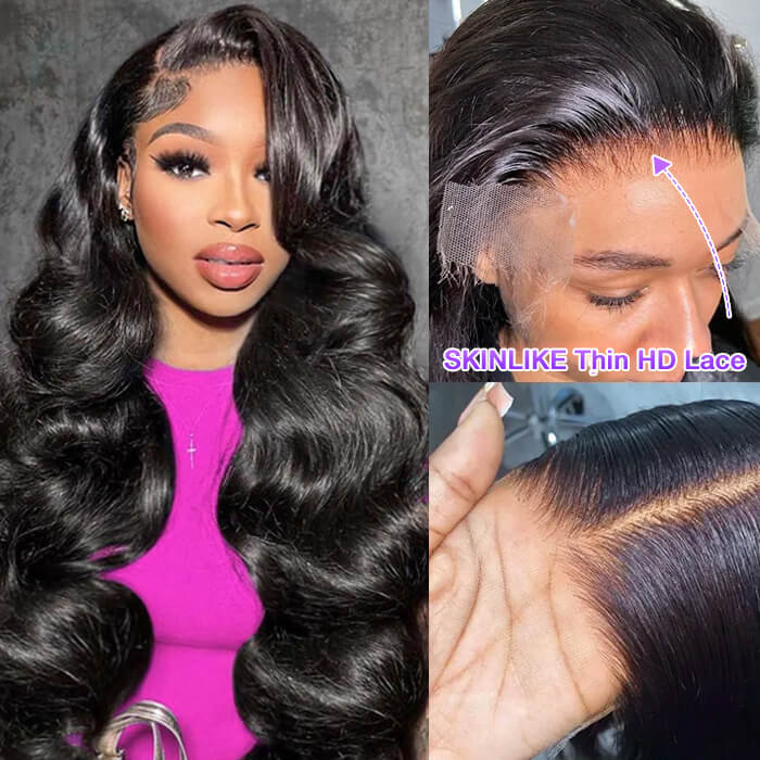 13x4 Lace Front Human Hair Wig - Body Wave Natural Color 150% Density