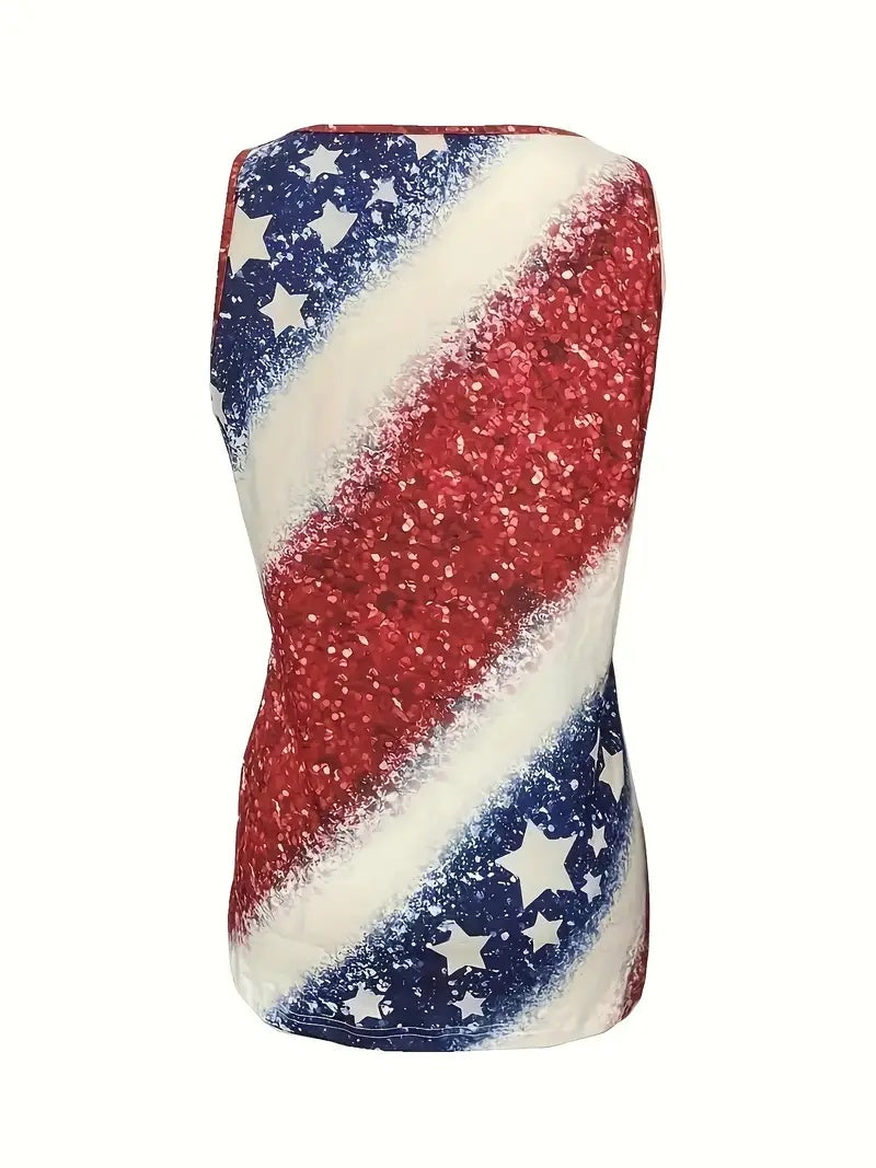 Women's Sleeveless Button-Down Print Top - Lightweight Summer Vest