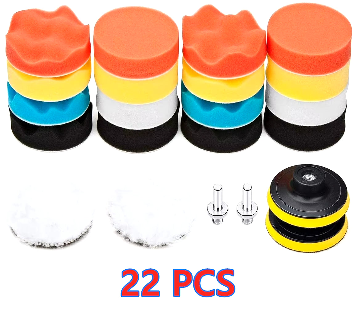 Car Polishing Sponge Pads Kit Foam Pad Buffer Kit Polishing Machine Wax Pads for Auto Motorcycle Motor Vehicle Removes Scratches