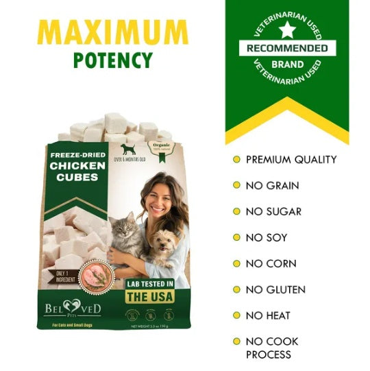 Premium Freeze-Dried Raw Pet Food Cubes for Dogs & Cats - 5.3oz High-Protein Training Treats