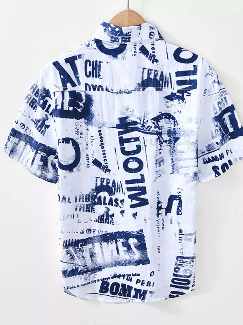 Men's Printed Short Sleeve Shirt – Cotton Blend Button-Up with Pocket