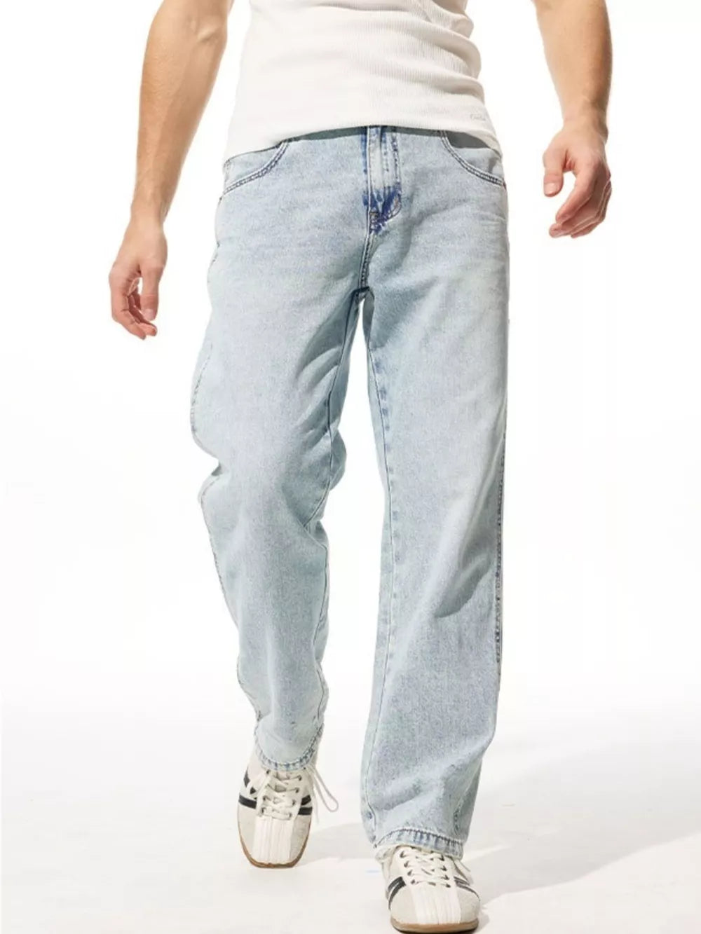 Men's Wide Leg Jeans | Cotton-Rayon Blend | Washed Finish & Slight Stretch
