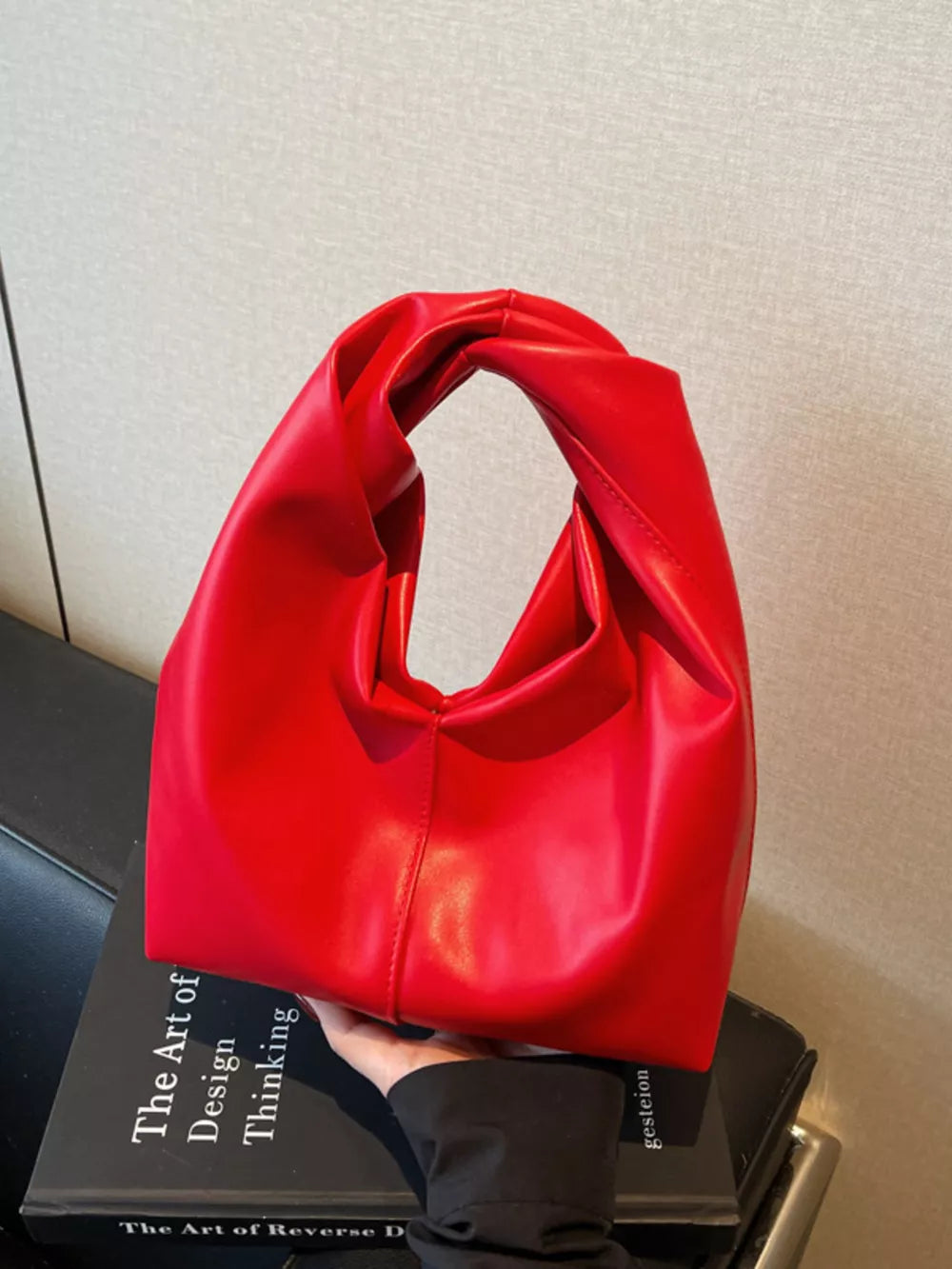 Knot Handle Leather Handbag – Chic PU Leather Shoulder Bag