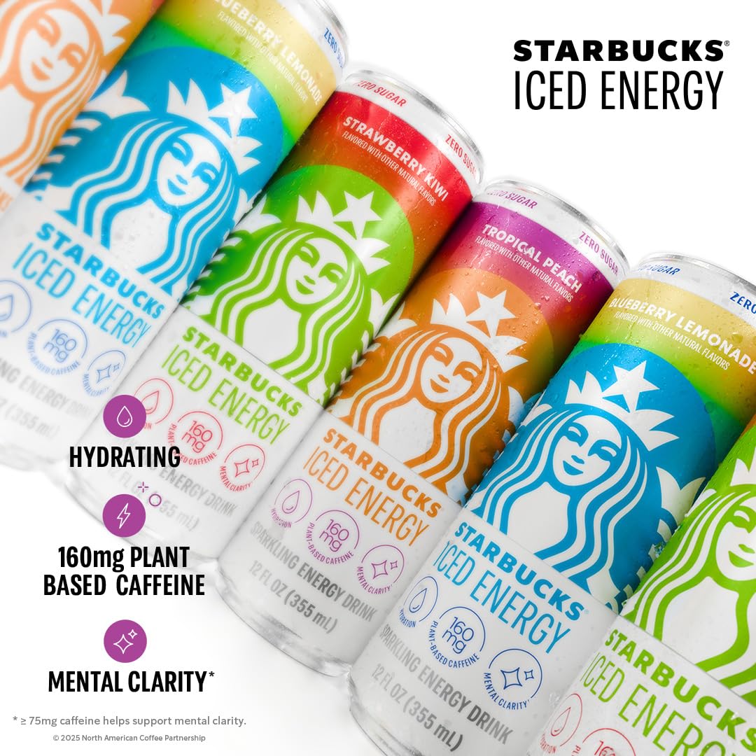 Starbucks Iced Energy Drink | Zero Sugar Variety Pack | 160mg Plant-Based Caffeine | 12 fl. oz. (Pack of 12)