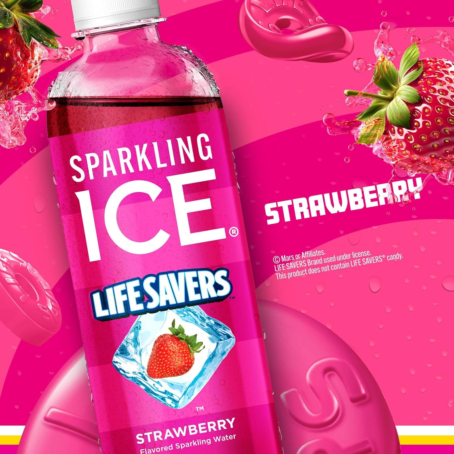 Sparkling Ice LIFESAVERS Strawberry Sparkling Water, Zero Sugar, 17 fl. oz. (Pack of 12)