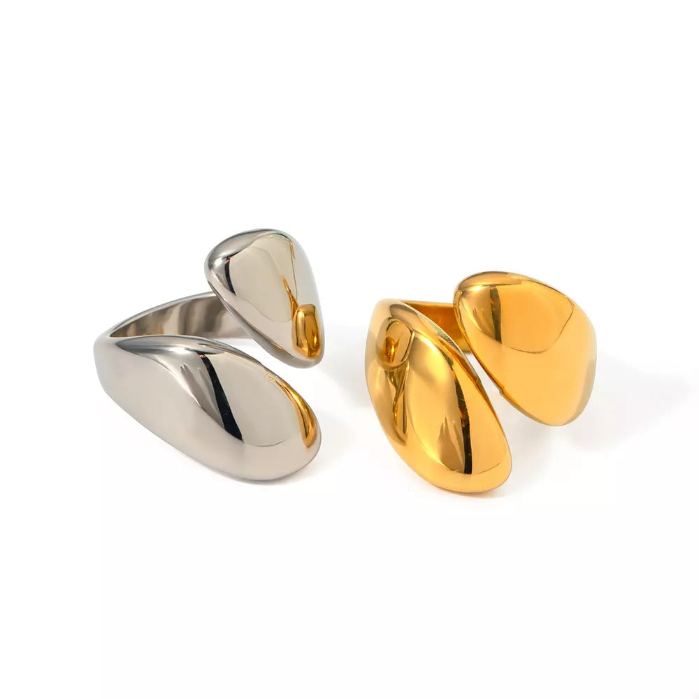 Stainless Steel Bypass Ring – 18K Gold & Silver-Plated