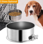 Stainless Steel Crate Bowl – Removable Hanging Feeder with Secure Clamp for Dogs & Cats, Medium