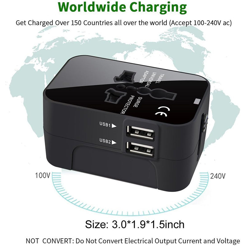 Universal Travel Adapter - All-in-One International Power Plug for 150+ Countries
