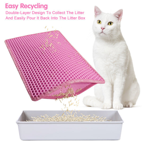 Double Layer Cat Litter Mat – Waterproof, Non-Slip & Scatter Control