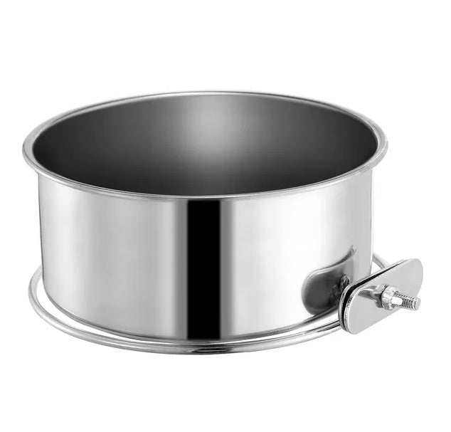 Stainless Steel Crate Bowl – Removable Hanging Feeder with Secure Clamp for Dogs & Cats, Medium
