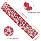 Valentine's Day Lace Table Runner - 13x72 Inch Heart Design for Wedding & Party Decor