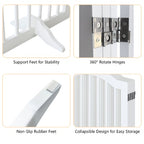 Freestanding Pet Gate for Dogs | 4-Panel Wooden Safety Fence | 27.6" Tall x 80" Wide