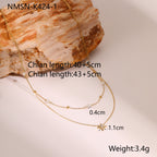 18K Gold Plated Layered Star Necklace – Pearl & Crystal Accents | Women's Jewelry