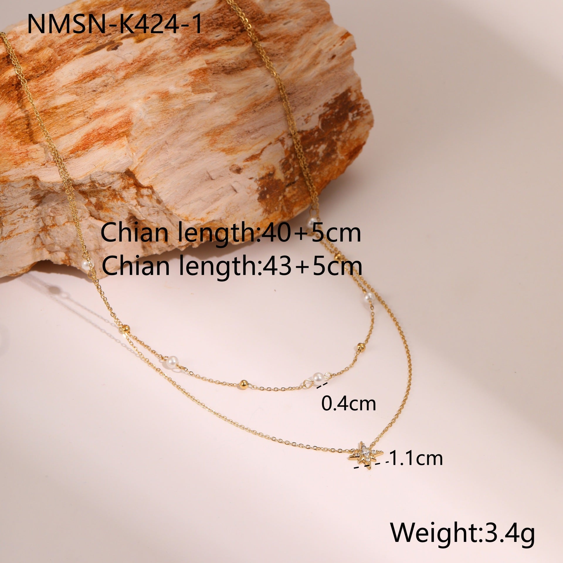 18K Gold Plated Layered Star Necklace – Pearl & Crystal Accents | Women's Jewelry