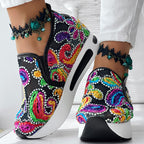 Women's Paisley Print Slip-On Sneakers | Lightweight Casual Shoes