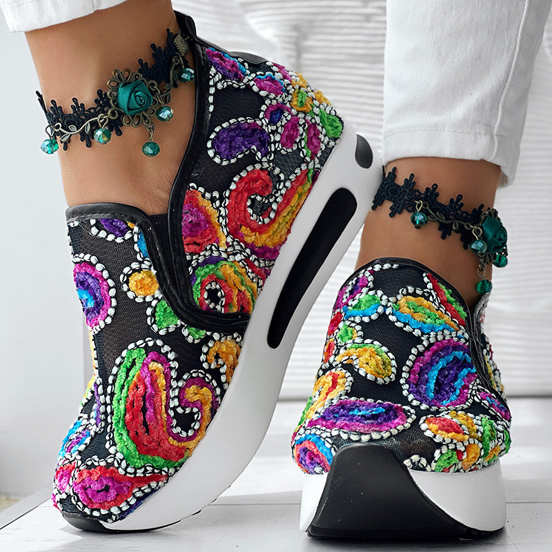 Women's Paisley Print Slip-On Sneakers - Lightweight Casual Shoes